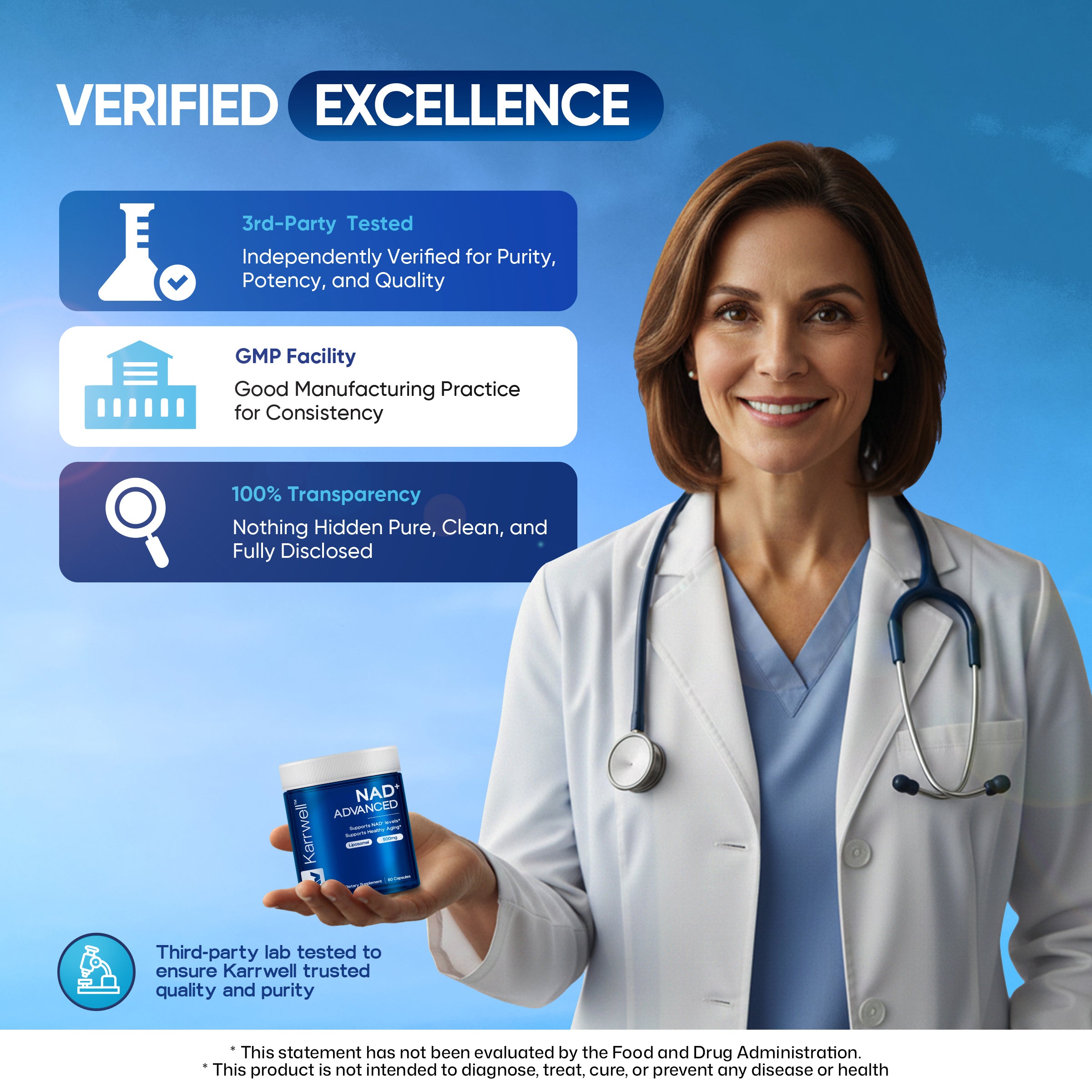 Karrwell NAD+ Advanced 500MG Liposomal NAD+ with Resveratrol